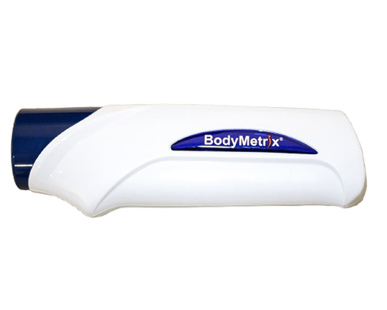White and blue electronic device with 'BodyMetrix' branding on a white background